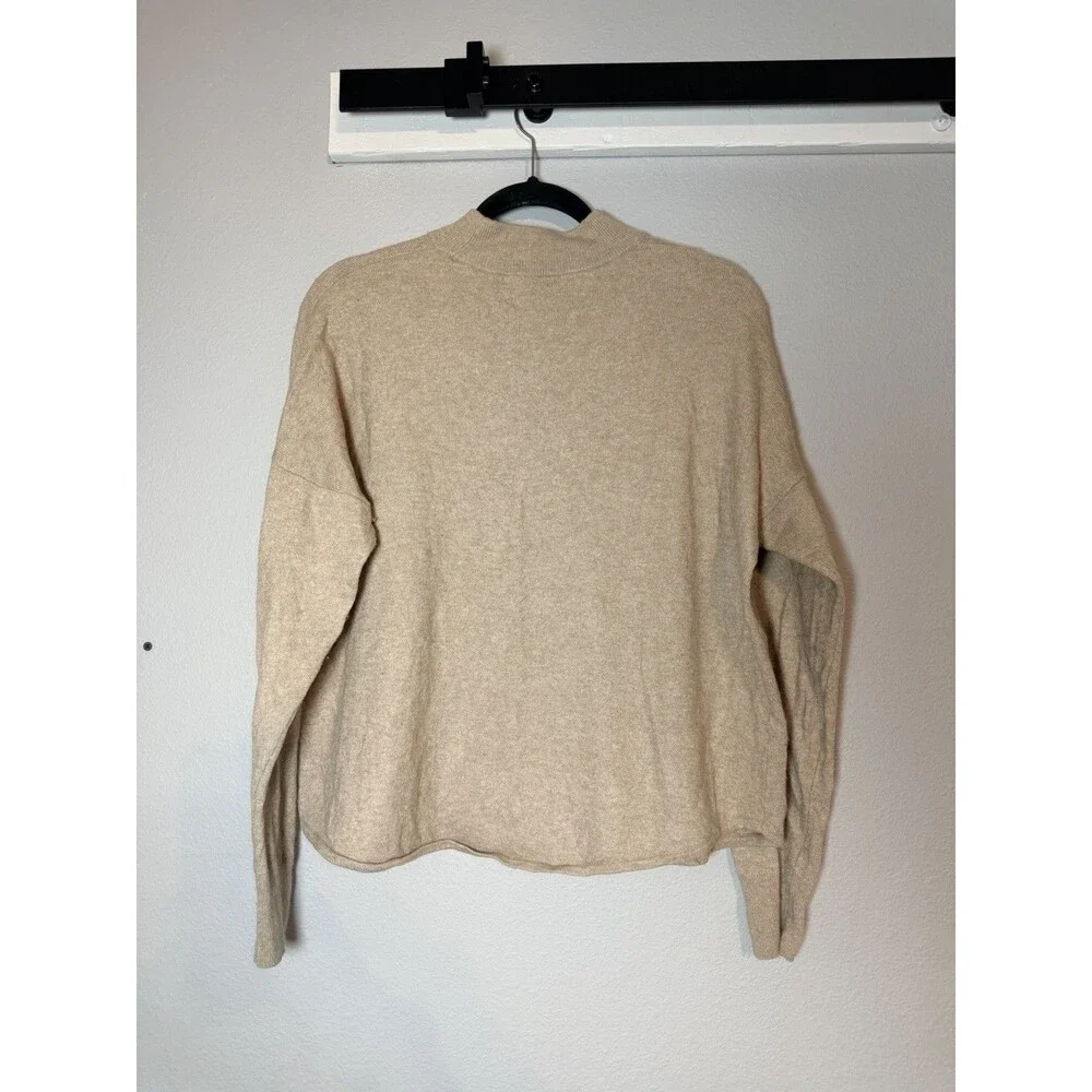 Madewell Ashbury Mockneck Sweater XL Tan Heather Hazelwood Minimalist Capsule